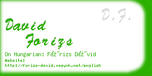 david forizs business card